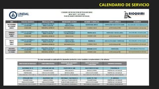 CALENDARIO DE SERVICIO
 