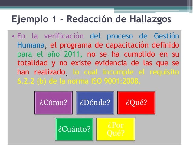 Sobre Redacción de Hallazgos Auditorias Internas
