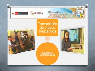 Transmisión
de videos
educativos

RECURSOS
AUDIOVISUALES

 