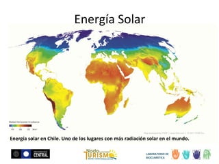 Energía Solar

Energía solar en Chile. Uno de los lugares con más radiación solar en el mundo.
LABORATORIO DE
BIOCLIMÁTICA

 