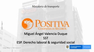 Código MIS-4-1-3-FR07 Versión 07
Ministerio de transporte
Miguel Ángel Valencia Duque
SST
ESP. Derecho laboral & seguridad social
 