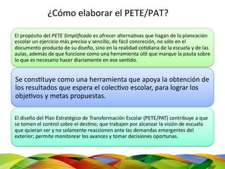 ¿Cómo elaborar el PETE/PAT?
 