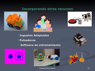 Incorporando otros recursos Juguetes Adaptados Pulsadores Software de entrenamiento 