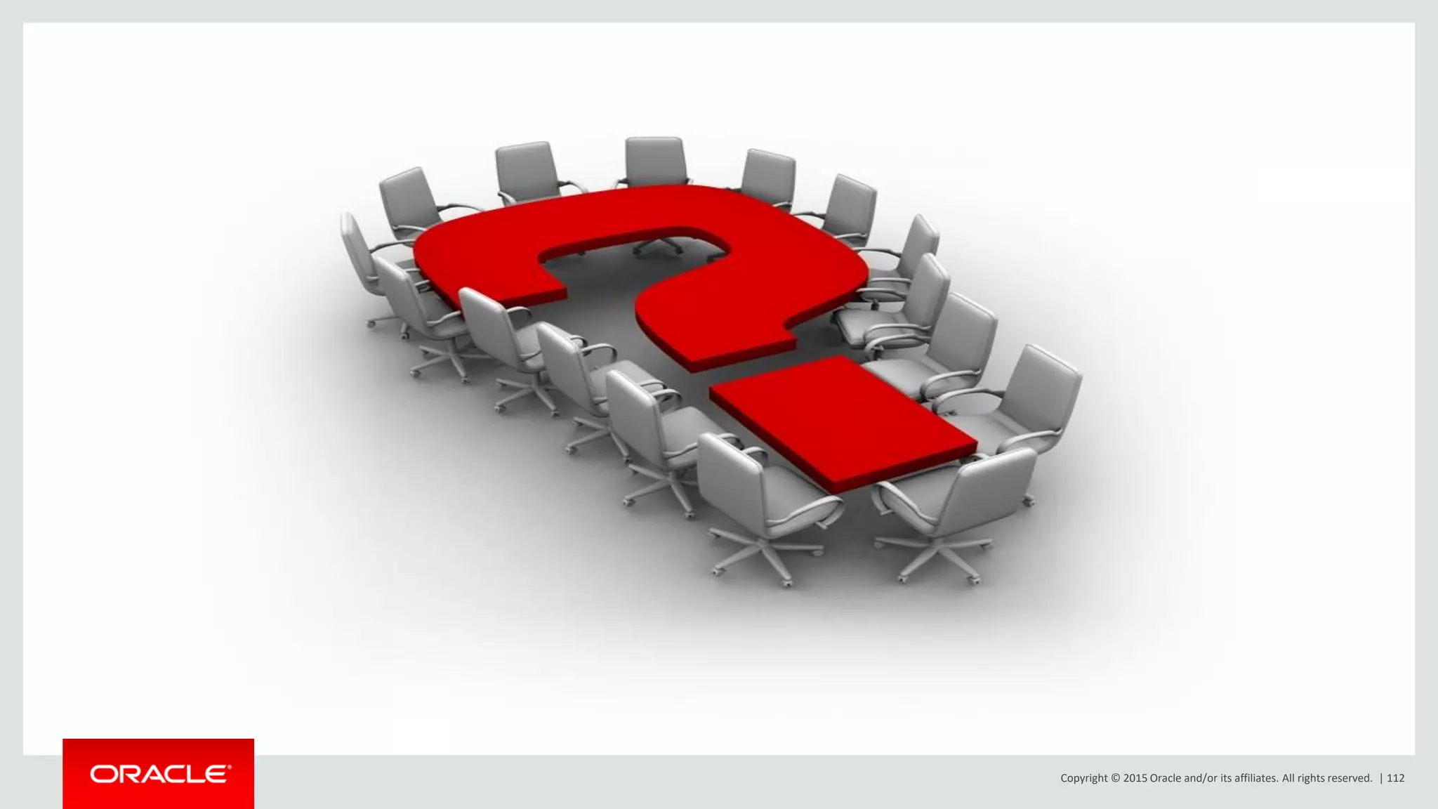 Copyright © 2015 Oracle and/or its affiliates. All rights reserved. | 112
 