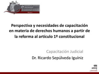 Perspectiva y necesidades de capacitación
en materia de derechos humanos a partir de
la reforma al artículo 1º constitucional
Capacitación Judicial
Dr. Ricardo Sepúlveda Iguíniz
 