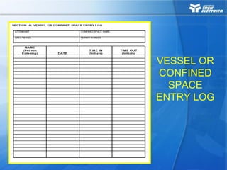 VESSEL OR
CONFINED
SPACE
ENTRY LOG
 