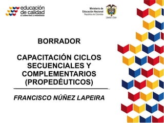 BORRADOR CAPACITACIÓN CICLOS SECUENCIALES Y COMPLEMENTARIOS (PROPEDÉUTICOS) FRANCISCO NÚÑEZ LAPEIRA 