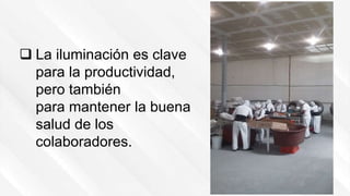  La iluminación es clave
para la productividad,
pero también
para mantener la buena
salud de los
colaboradores.
 