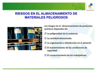 RIESGOS EN EL ALMACENAMIENTO DE
MATERIALES PELIGROSOS
 