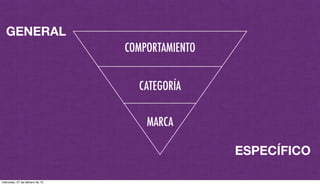 GENERAL
ESPECÍFICO
COMPORTAMIENTO
CATEGORÍA
MARCA
miércoles, 27 de febrero de 13
 
