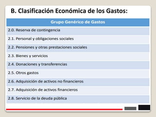 21
B. Clasificación Económica de los Gastos:
 