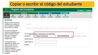 Copiar o escribir el código del estudiante
 