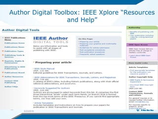 Author Digital Toolbox: IEEE Xplore “Resources
and Help”
6/23/2016
22
 