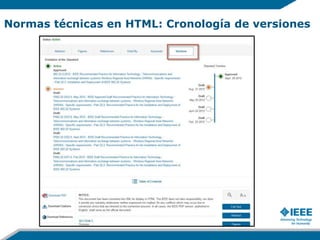 Normas técnicas en HTML: Cronología de versiones
 