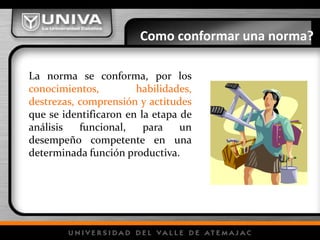Niveles de competencia1.-	Predominan las actividades rutinarias y predecibles por lo general requieren de ordenes para ejecutarlas2,-	En este nivel la responsabilidad y autonomía están circunscritas a la colaboración con otros y al trabajo en equipo3.-	Se requiere a menudo controlar y supervisar a terceros, por lo que la responsabilidad y autonomía son considerables4.-	Este nivel tiene un alto grado de autonomía y responsabilidad por la organización de grupos y los resultados de la plantación y asignación de recursos5.-	Responsabilidad frecuente en la planeación, previsión y producción de recursos, así como la responsabilidad en el análisis, diagnostico, diseño, ejecución y evaluación de un sistema 