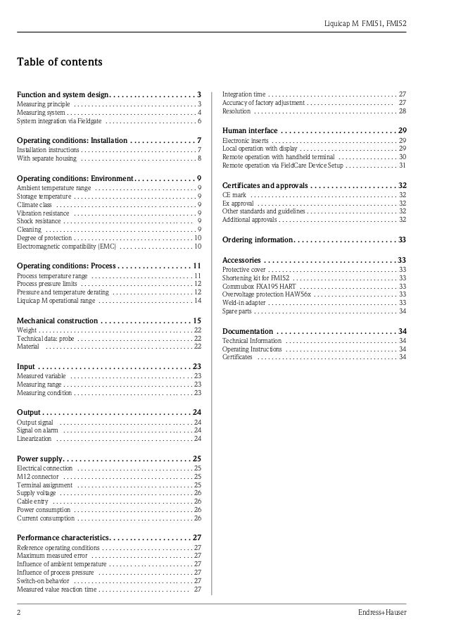 Capacitance Level Measurement Liquicap M Fmi51 Fmi52