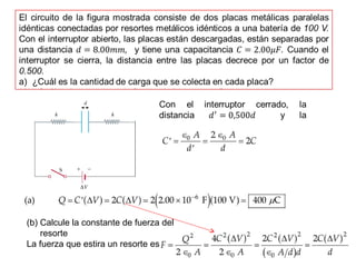 (b) Calcule la constante de fuerza del 
resorte 
La fuerza que estira un resorte es: 
 