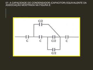 07- A CAPACIDADE DO CONDENSADOR (CAPACITOR) EQUIVALENTE DA
ASSOCIAÇÃO MOSTRADA NA FIGURA É:
 