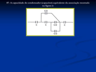 07- A capacidade do condensador (capacitor) equivalente da associação mostrada
na figura é:
 
