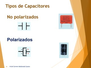 No polarizados
Polarizados
Tipos de Capacitores
 M del Carmen Maldonado Susano
 