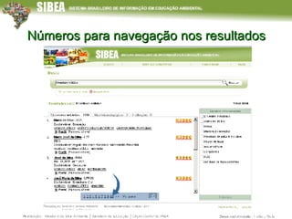 Números para navegação nos resultados 
