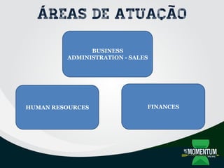 Áreas de atuação
BUSINESS
ADMINISTRATION - SALES
FINANCESHUMAN RESOURCES
 