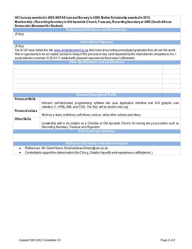 Capaciti 1000 Curriculum Vitae For Interns 3 Capaciti 1000 Curriculum Vitae For Interns 3