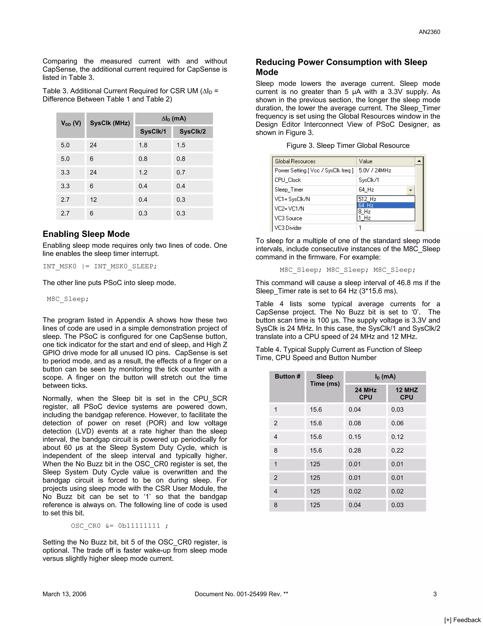 Capacitive Sensing - Power and Sleep Considerations