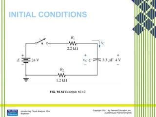 Introductory Circuit Analysis, 12/e
Boylestad
Copyright ©2011 by Pearson Education, Inc.
publishing as Pearson [imprint]
INITIAL CONDITIONS
FIG. 10.52 Example 10.10.
 