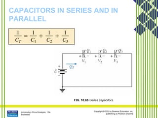 Introductory Circuit Analysis, 12/e
Boylestad
Copyright ©2011 by Pearson Education, Inc.
publishing as Pearson [imprint]
CAPACITORS IN SERIES AND IN
PARALLEL
FIG. 10.66 Series capacitors.
 
