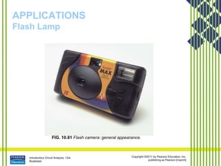 Introductory Circuit Analysis, 12/e
Boylestad
Copyright ©2011 by Pearson Education, Inc.
publishing as Pearson [imprint]
APPLICATIONS
Flash Lamp
FIG. 10.81 Flash camera: general appearance.
 
