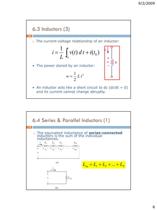 Inductor Short Note Capacitors and inductors | PDF