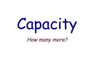 Capacity How many more? 