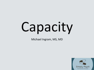 Capacity
Michael Ingram, MS, MD
 