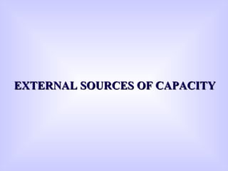 EXTERNAL SOURCES OF CAPACITYEXTERNAL SOURCES OF CAPACITY
 