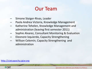 Capacity Strengthening and Knowledge Management:Achievements in 2010 and Plans for 2011