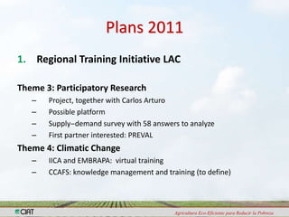 Capacity Strengthening and Knowledge Management:Achievements in 2010 and Plans for 2011