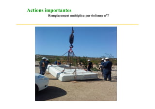 Actions importantes
         Remplacement multiplicateur éolienne n°7
 