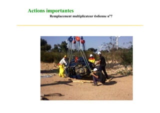 Actions importantes
         Remplacement multiplicateur éolienne n°7
 