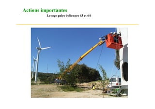 Actions importantes
          Lavage pales éoliennes 63 et 64
 