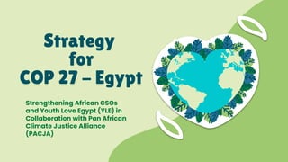 Strengthening African CSOs
and Youth Love Egypt (YLE) in
Collaboration with Pan African
Climate Justice Alliance
(PACJA)
Strategy
for
COP 27 - Egypt
 