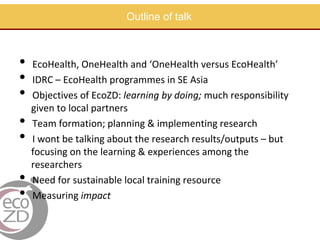 Capacity building in EcoHealth: Experiences and evaluation of training using a "learning by doing" approach, within academic and non-academic contexts