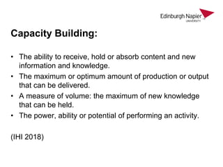 Capacity building in health and social care Slide 2