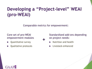 Using the project-level Women's Empowerment in Agriculture Index (pro-WEAI) for nutrition sensitive programming