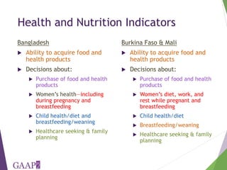 Using the project-level Women's Empowerment in Agriculture Index (pro-WEAI) for nutrition sensitive programming