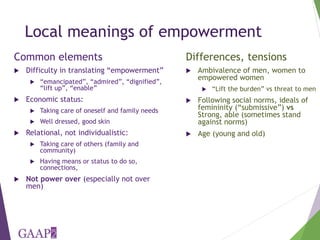 Using the project-level Women's Empowerment in Agriculture Index (pro-WEAI) for nutrition sensitive programming