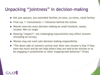 Using the project-level Women's Empowerment in Agriculture Index (pro-WEAI) for nutrition sensitive programming