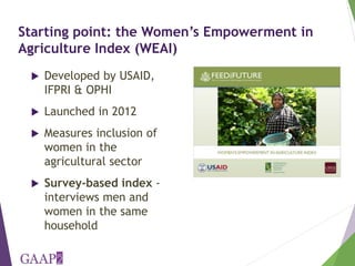 Using the project-level Women's Empowerment in Agriculture Index (pro-WEAI) for nutrition sensitive programming