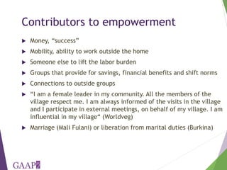 Using the project-level Women's Empowerment in Agriculture Index (pro-WEAI) for nutrition sensitive programming