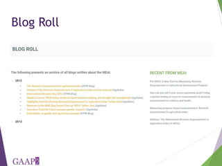 Using the project-level Women's Empowerment in Agriculture Index (pro-WEAI) for nutrition sensitive programming
